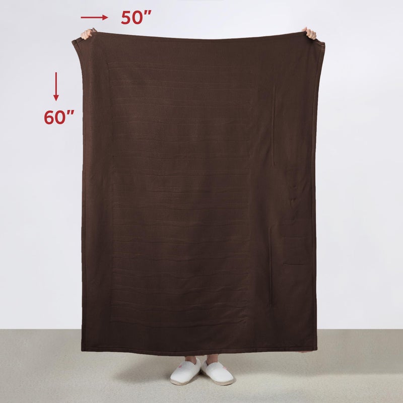 Sunbeam Electric Throw Royal Luxe Microplush Heated Blanket, 4 Heat Settings, 4-Hour Auto Shut-Off, Fast Heating, Warm and Cozy, Walnut Color, 50" x 60" - Image 3